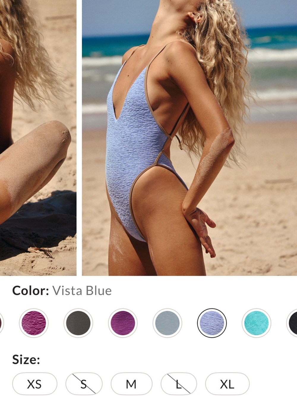 Free People Vista Blue Textured One-Piece Swimsuit